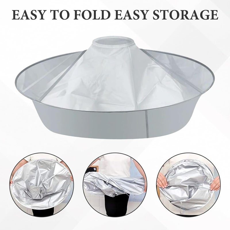 PKRFCJ 2 Pcs Hair Catcher for Haircuts, Haircut Cape, Foldable Hairdressing Umbrella Cape, Waterproof, Suitable for Adults and Children, Salon and Home Trimming/Coloring/Styling (Light Grey) - Image 3
